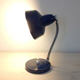 Flexible bedside lamp in blue lacquered sheet metal and stainless steel, 70s.