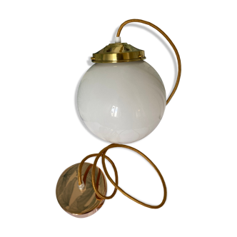 Vintage globe suspension opaline and gold