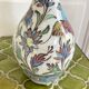 Vase céramique craquelée décor oiseaux