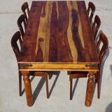 Solid wood and wrought iron table