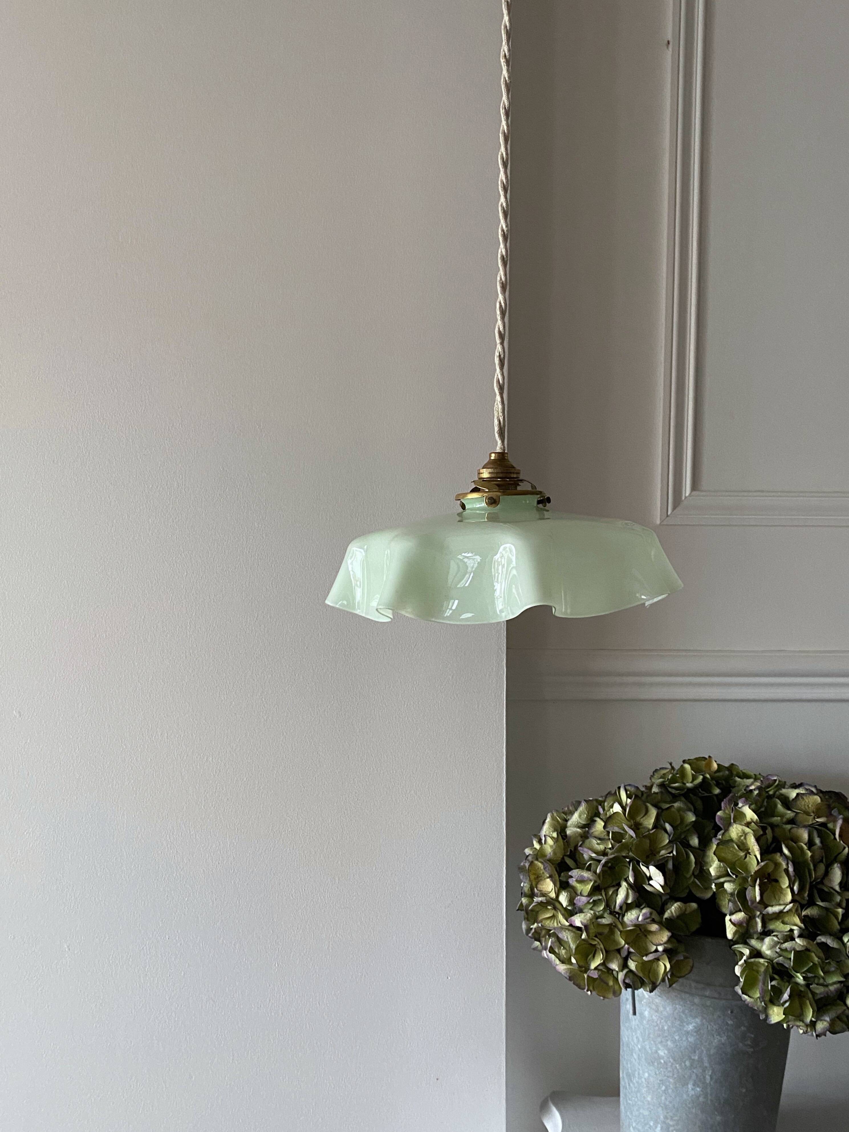 Celadon green opaline pendant light