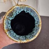 Large brutalist vase in Accolay enamelled stoneware signed Hubert GUY 1960s