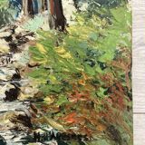 Huile sur panneau forêt vintage