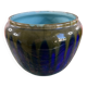 Ceramic planter signed Orchies – France, blue and green enamel