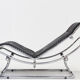 Vintage Italian chaise lounge chair chrome and leather by Guido Faleschini 1970s
