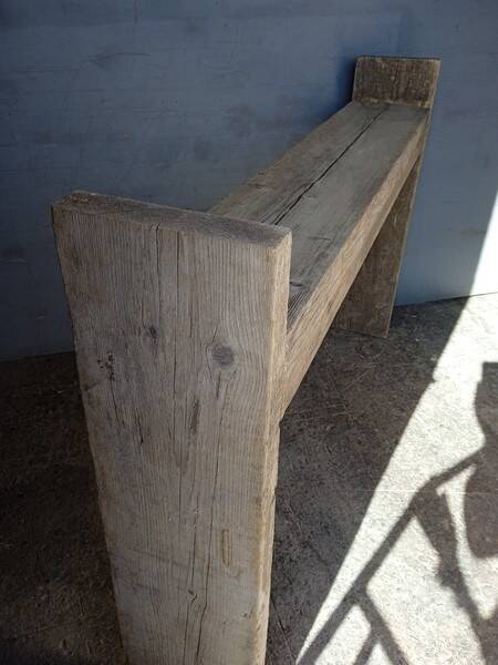 Brutalist console 148 cm old solid wood