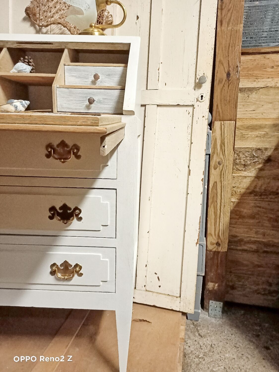 Wooden secretary chest of drawers