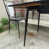 Set table and 4 chairs formica marbled black kitchen