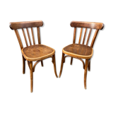Pair of vintage 60s curved wood coffee chairs
