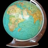 Ancien Globe Terrestre Verre  Lumineux Mappemonde Art Déco Colomb W. Jaden