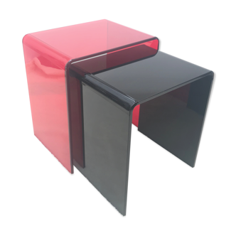Lot of 2 tables gigognes in Plexiglas