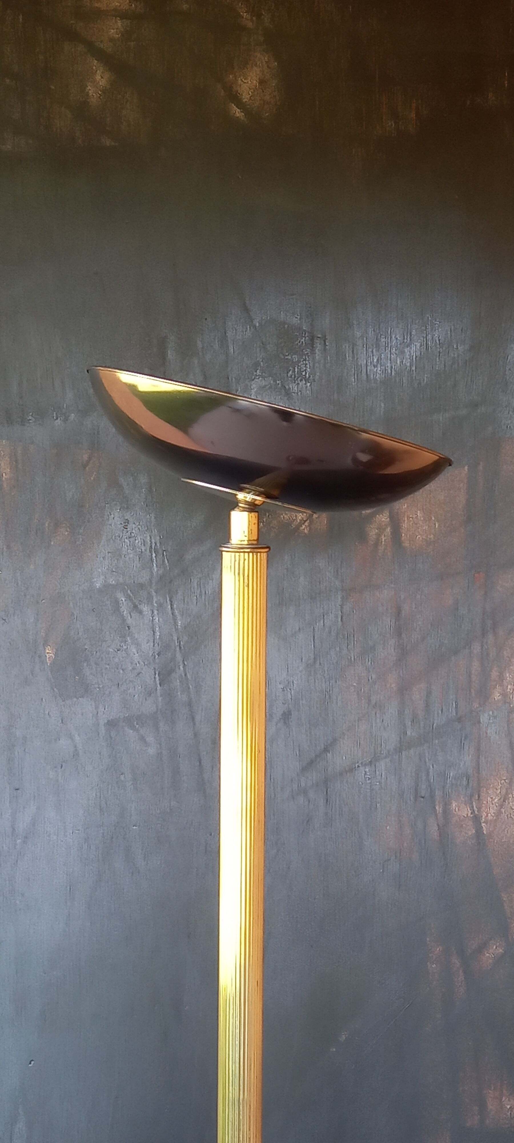 80s gold-plated brass halogen floor lamp