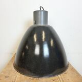 Large Dark Grey Enamel Industrial Factory Lamp from Elektrosvit, 1960s