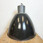 Large Dark Grey Enamel Industrial Factory Lamp from Elektrosvit, 1960s