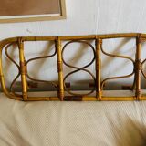 Vintage rattan wall-mounted coat rack