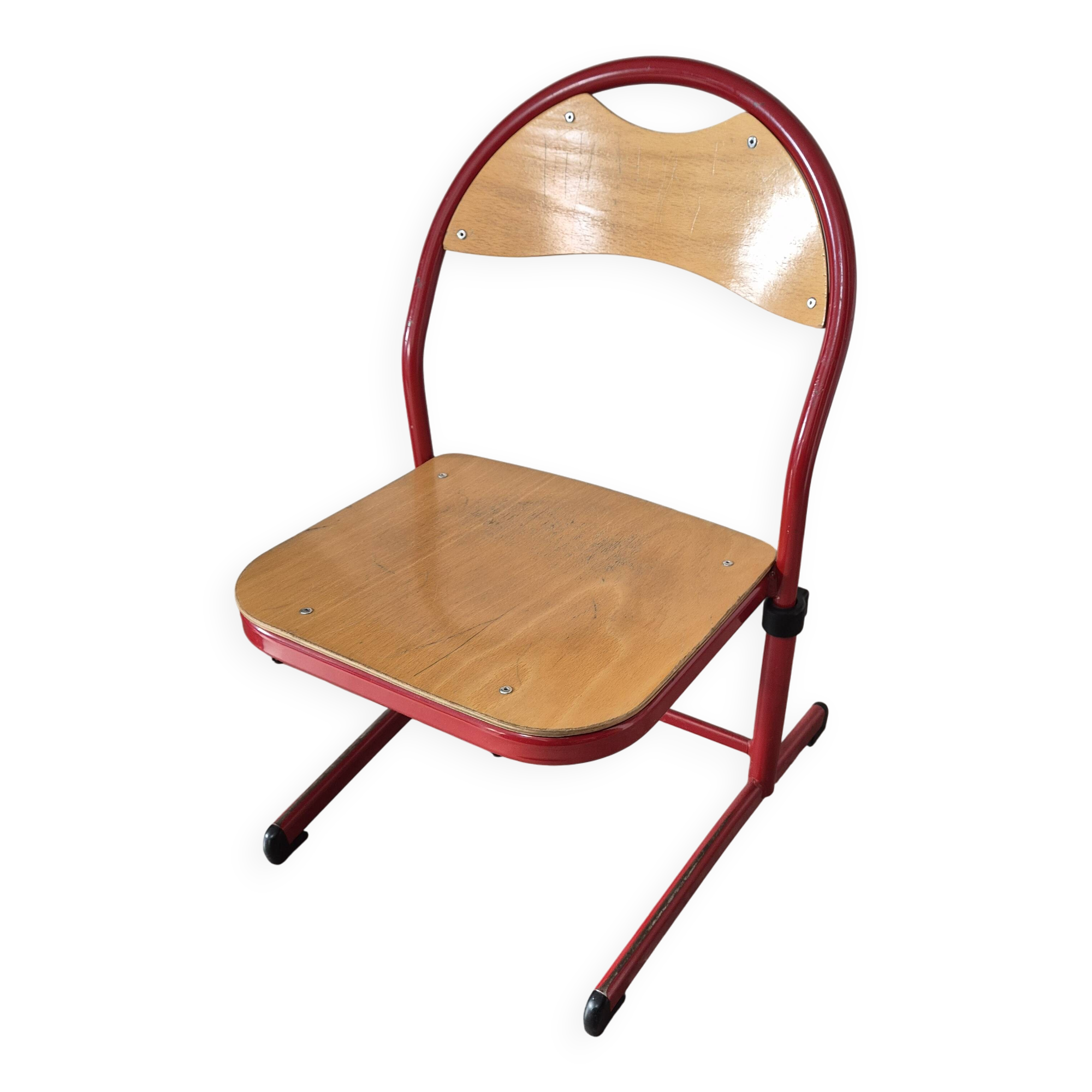 red metal and wood school chair for children