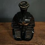 Black ceramic sphinx or pharaoh lamp 1980 brown lampshade