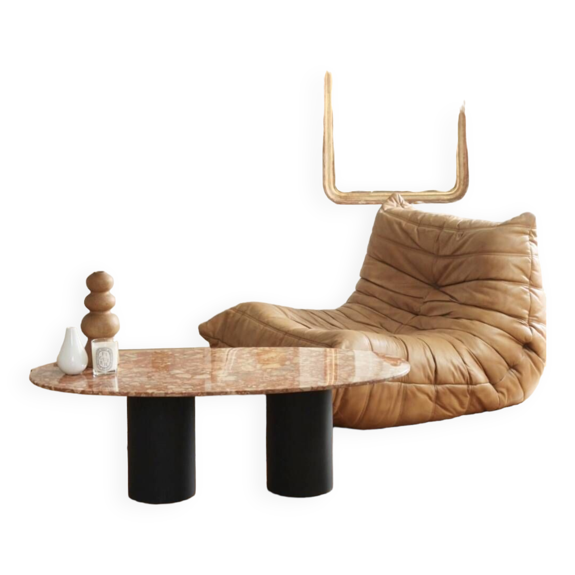 Terracotta marble coffee table