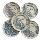 Set of 5 antique Longchamp Donjon ironstone plates.