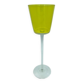 Bougeoir en verre jaune sur pied