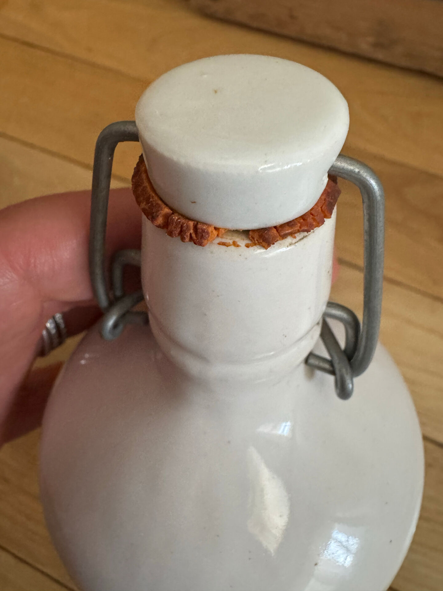 Old white ceramic bottle