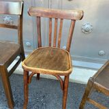 4 mismatched bistro chairs curved wood