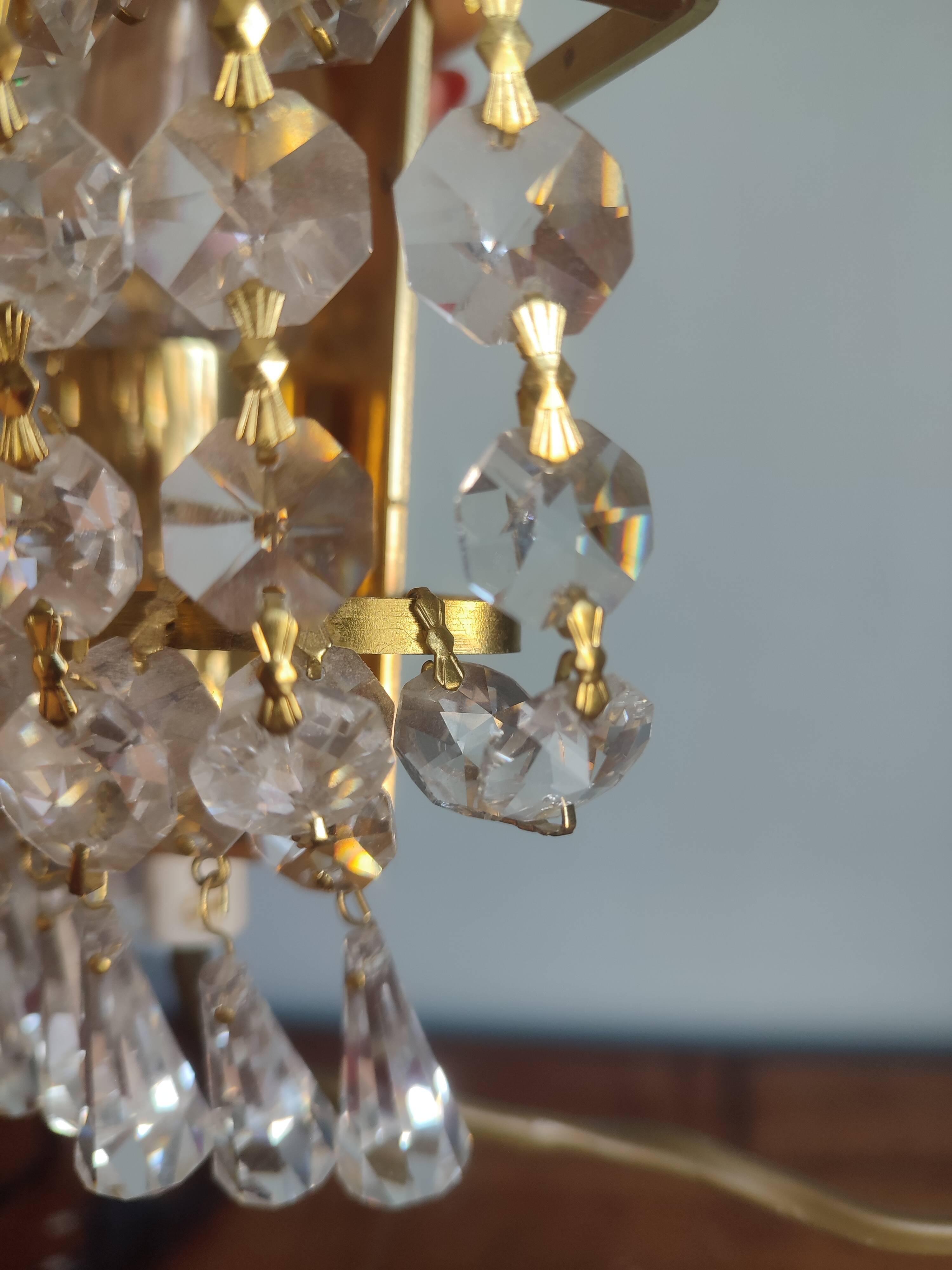 Pair of vintage Presiosa crystal wall lights