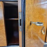 Art Decò Sideboard in Mahogany and Maple with Black Glass and Brass Finishi