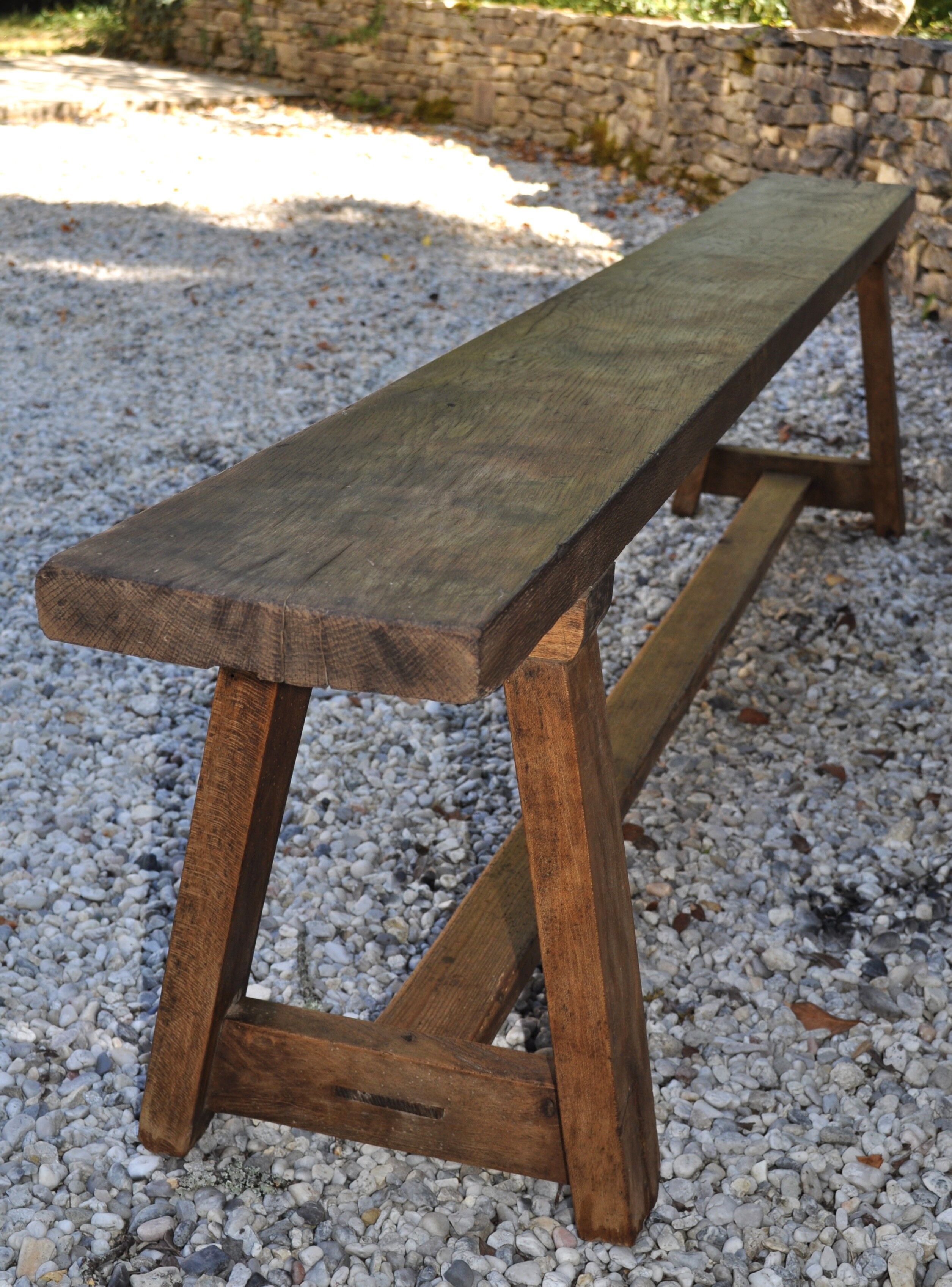 Large rustic bench brut Périgord