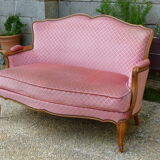 Pink velvet vintage sofa bench