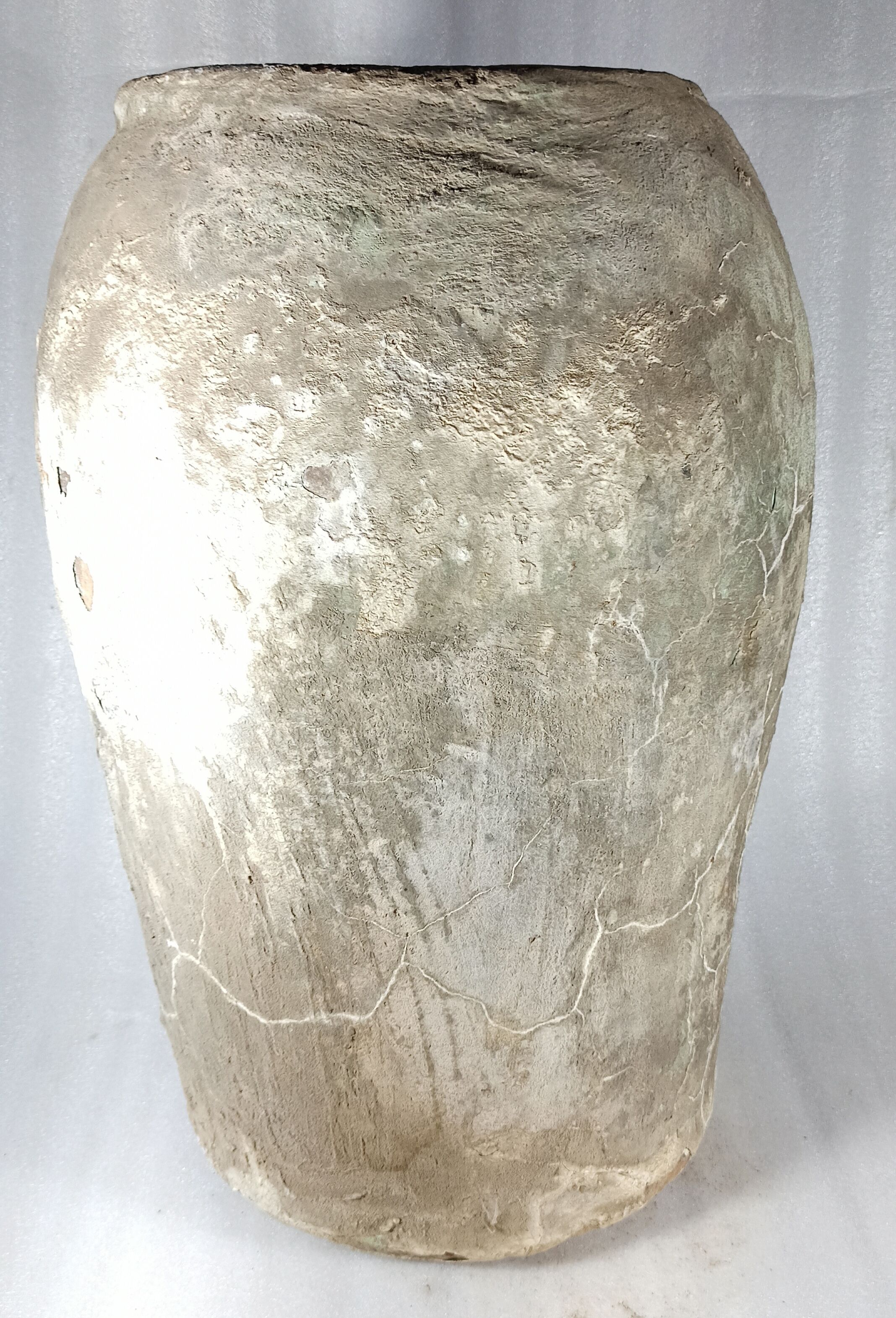 Pot ancien en terre cuite gris/vert