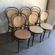 Lot de 6 chaises bistrot marron en hêtre avec assise cannage naturel, Allemagne 1960s