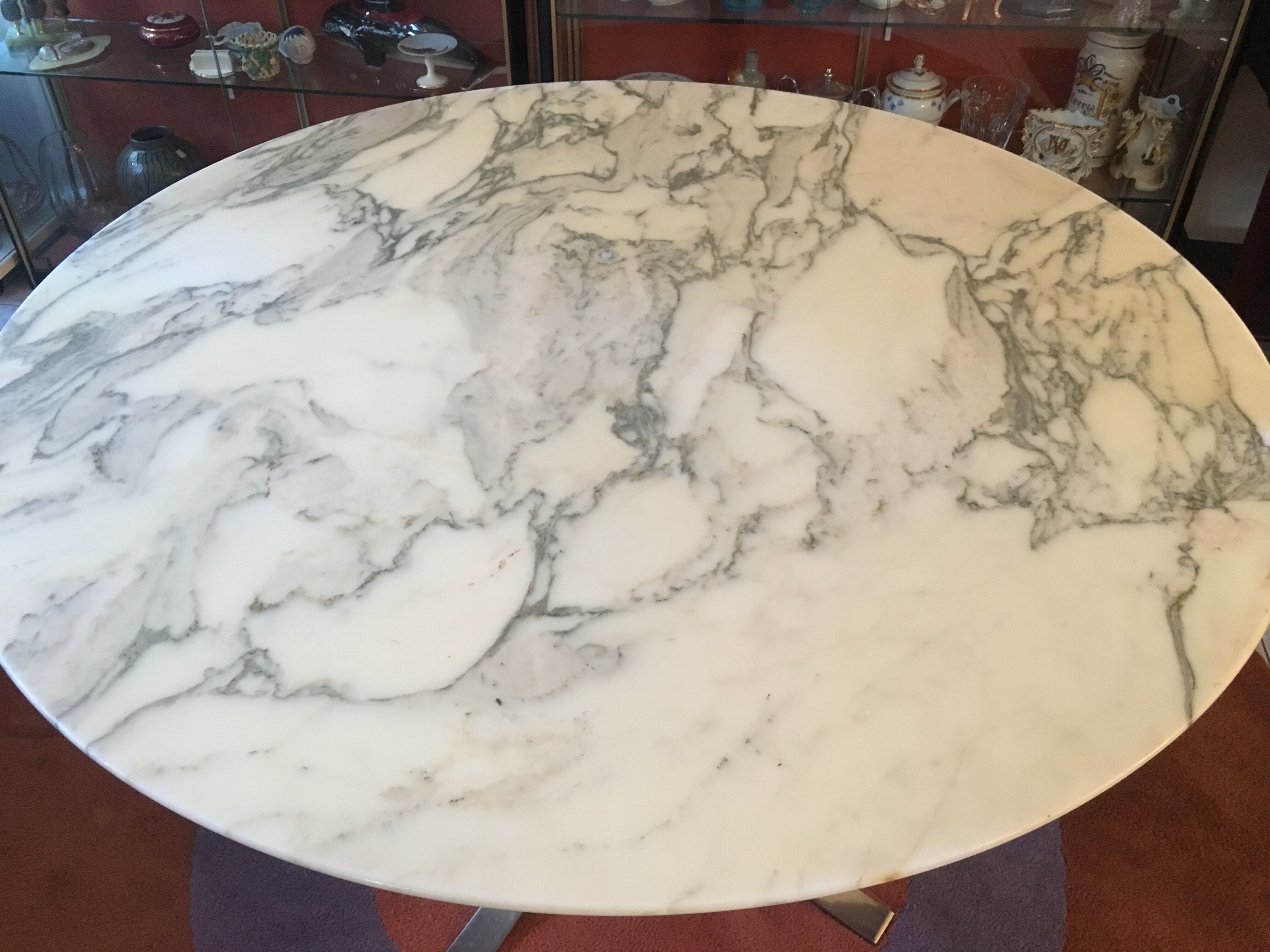 Marble table and stainless steel base