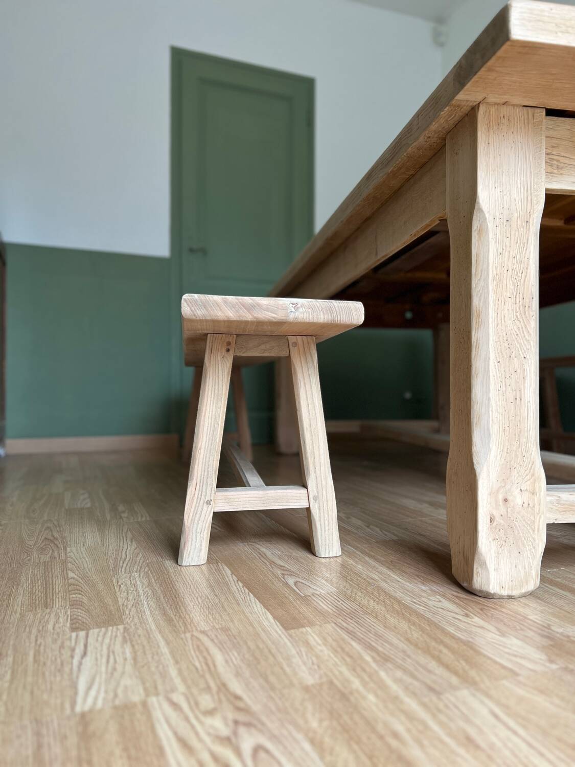 Solid wood farmhouse bench