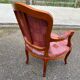 Bergère cabriolet armchair Louis XV in embroidered burgundy silk fabric.