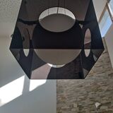 Suspended lamp design in smoked plexiglass from the 1990s.