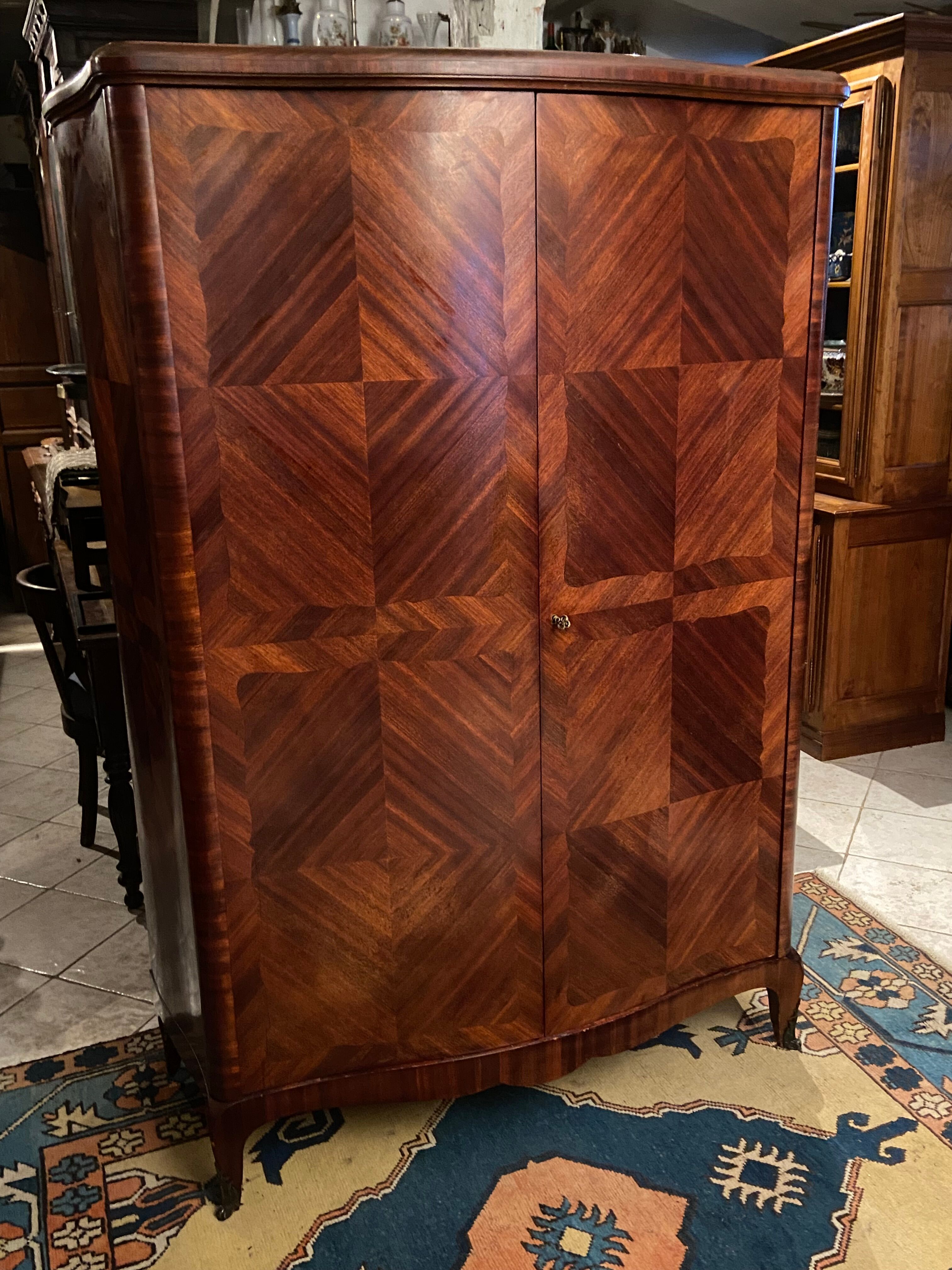 Domed wardrobe with Louis XV style inlaid decoration