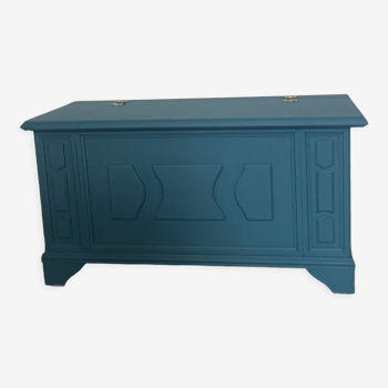 Peacock blue wooden toy chest