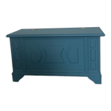Peacock blue wooden toy chest