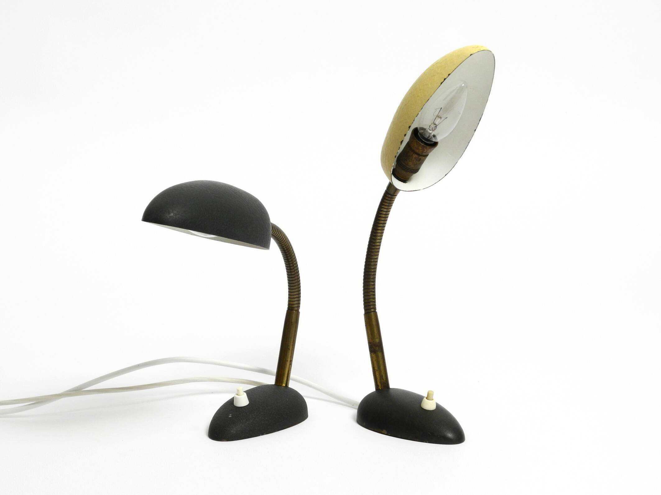 Pair of small 1950s metal table lamps with goosenecks by Gebrüder Cosack