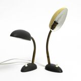 Pair of small 1950s metal table lamps with goosenecks by Gebrüder Cosack