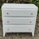 Commode 3 tiroirs pieds compas année 50 vintage blanc