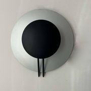 Vintage round wall light, grey and black metal, Italy 1970.