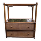 2-drawer furniture in rattan and bamboo with glass shelves