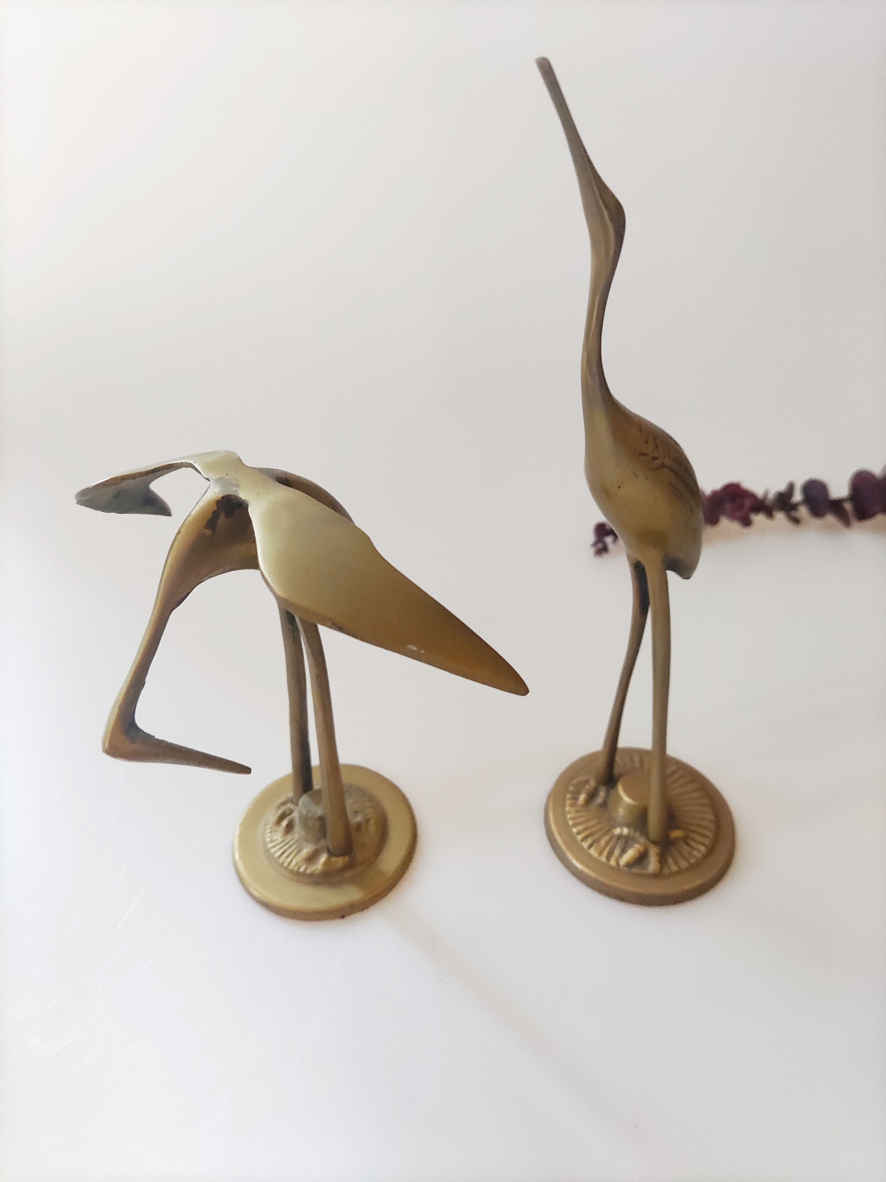 Brass heron pair