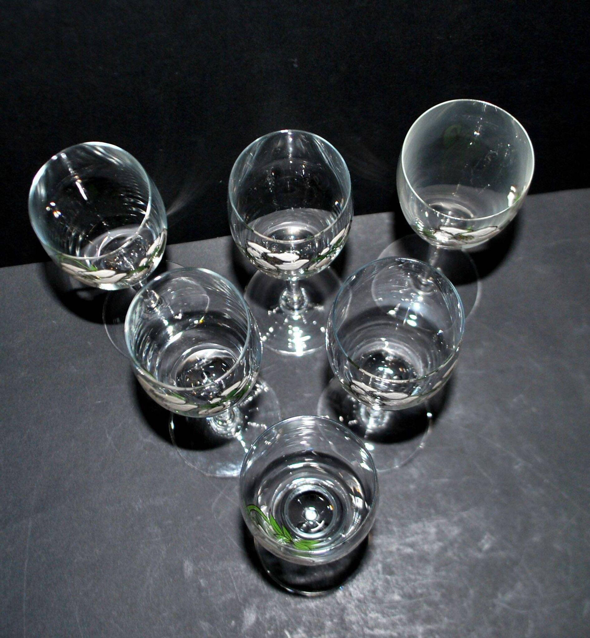 Perrier Jouet set of 6 Anemone Cuvée Belle Epoque champagne flutes in Gallé enamelled crystal