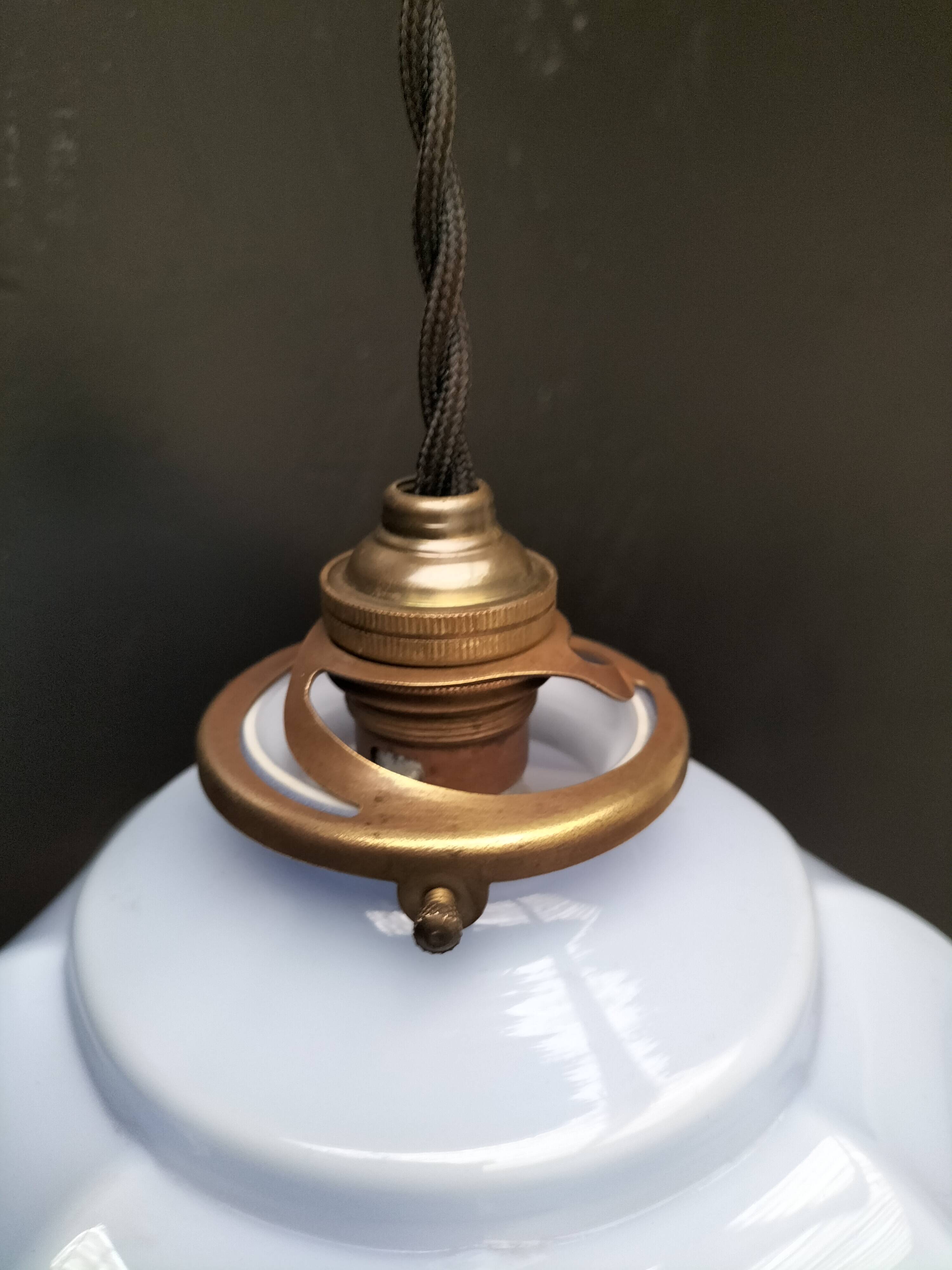 Blue opaline pendant light