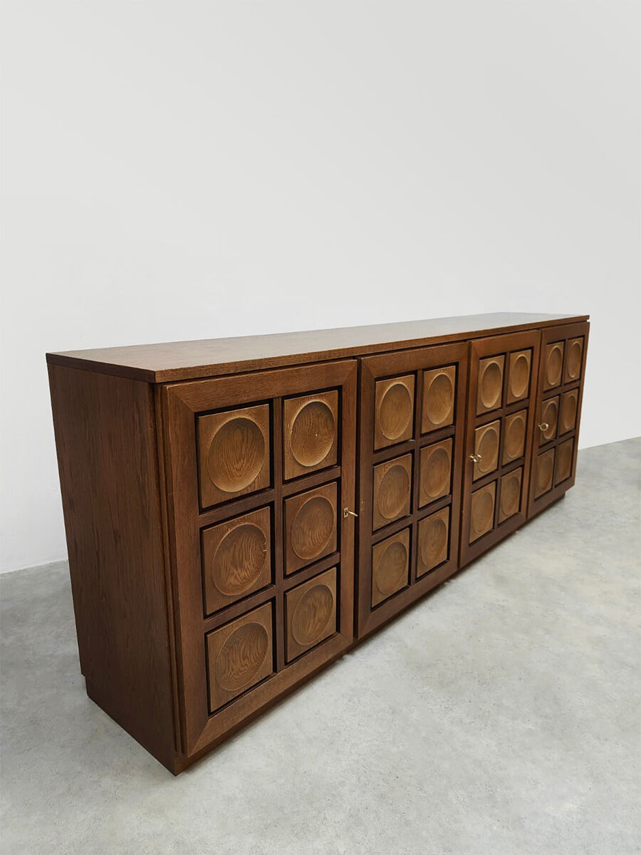 Vintage brutalist sideboard credenza Gerhard Bartels 'Cubism'