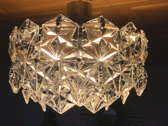 Crystal tassel chandelier lamp Kinkeldey germany 70's