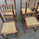 Set of 6 antique turned wooden chairs with caned seats